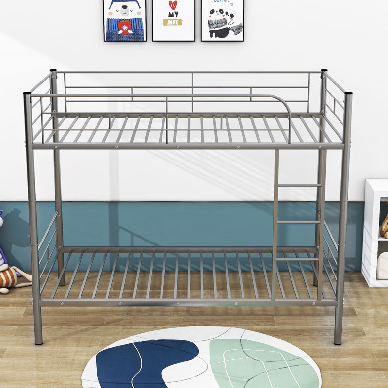 Byrone Kids Twin Over Twin Bunk Bed, Silver