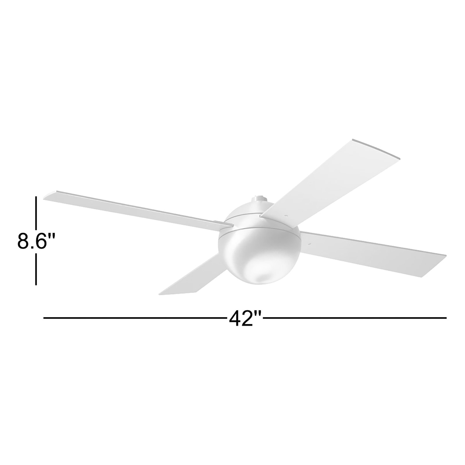Ball 42'' 4 Blade Ceiling Fan, Gloss White, Maple, Wall Control with Remote Handset (2-wire)