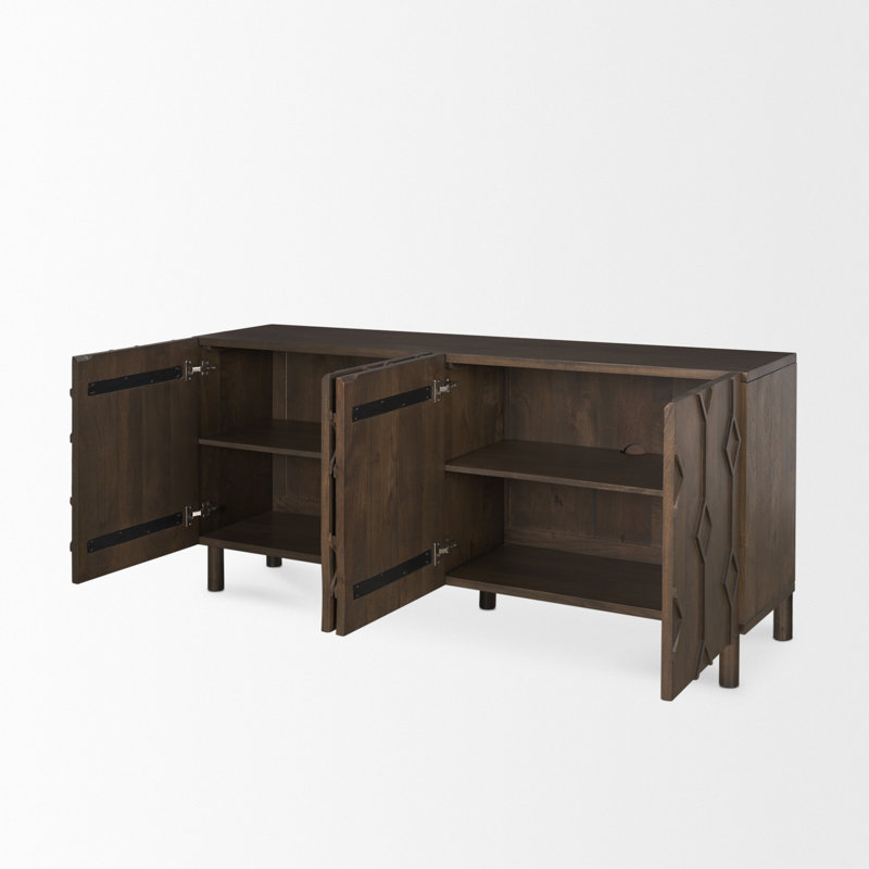 Buffet en bois massif de manguier de 71 po Atilus, Brun foncé