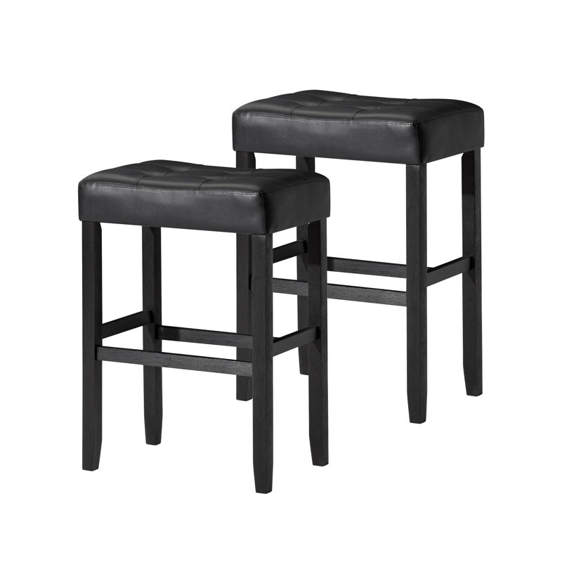 Oxfield Upholstered Counter Stool with Solid Wood Frame, Counter Stool (26" Seat Height), Black, Black