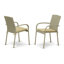 Ensemble de 7 pièces de meubles de patio en osier pour l'extérieur comprenant une table de bistro rectangulaire avec plateau en verre et 6 fauteuils de balcon avec coussin, brun-132378671-48146068