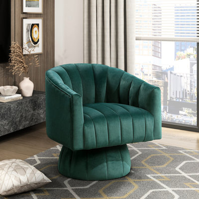 Fauteuil pivotant de luxe à dossier en velours foncé pour les espaces de vie principaux, une capacité de poids de 300 lb et des détails de piqûre de canal, support, design