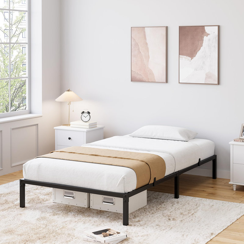 Metal Bed Frame Twin Platform Bed Frame No Box Spring Needed, Sturdy Heavy Duty Bed Frame, Easy Assembly, 10inch Twin