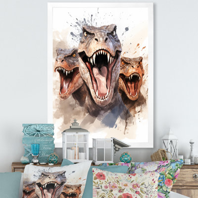«Family of Velociraptor Dinosaurs Portrait» - art mural dinosaure