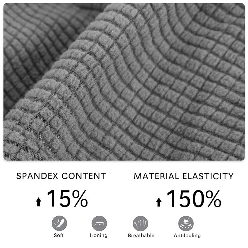 Housse pour chaise de salle à manger pour coussin en forme de boîte Jacquard, Gris clair