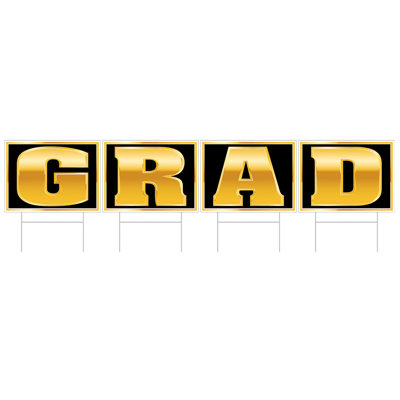 Plastic Grad Yard Sign - 11Â½" x 6' - Pack of 6