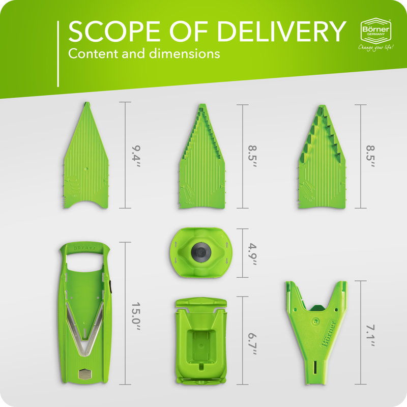 Borner V-5 Power Line Mandoline, Professional Set, Green, Green