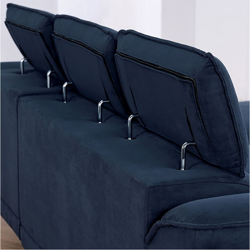 Canapé et méridienne de 98,75 po Wateford, Mélange de polyester bleu marine