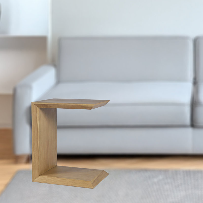 Table d'appoint en bois biseauté Bilal, Marron clair
