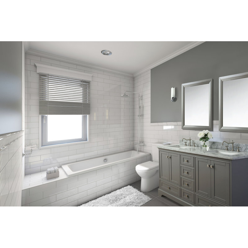Audrey 60'' W Double Vanity, Carrara White, Brushed Nickel, Sapphire Gray