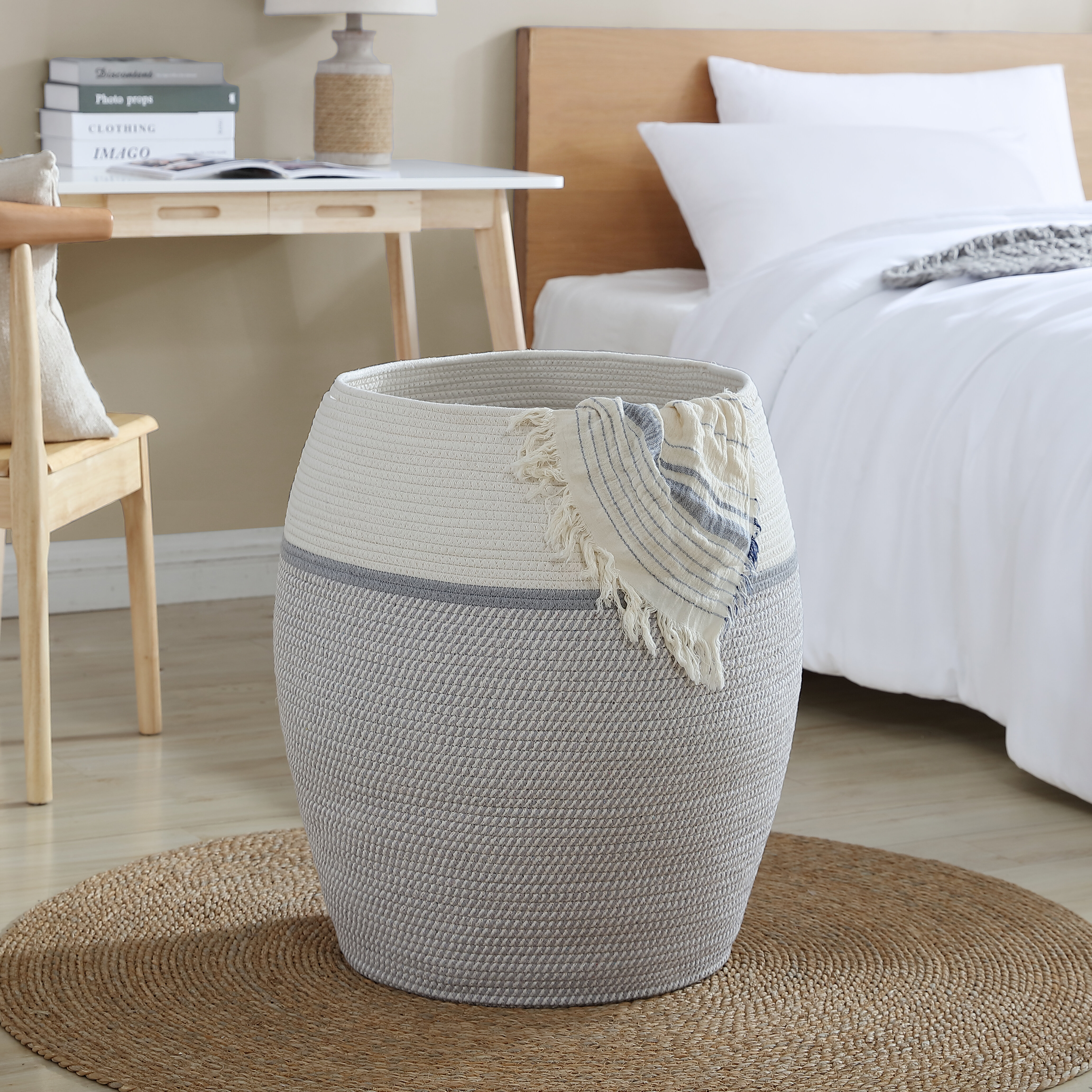 Longshore Tides Extra Large Woven Cotton Rope TallLaundry Hamper