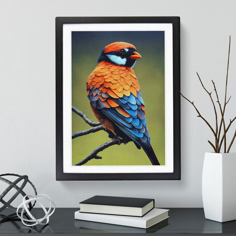 Delightful Bird - Single Picture Frame Print, Black, 64cm H x 46cm W x 2cm D