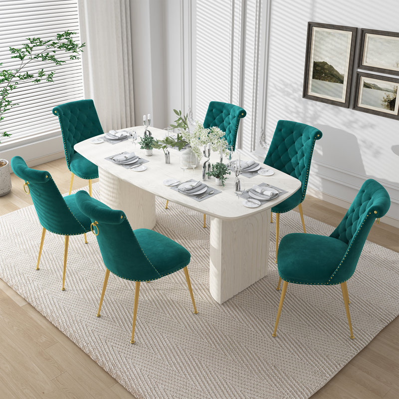 Ensemble de table de salle à manger 6 personnes Hilliaire, Vert