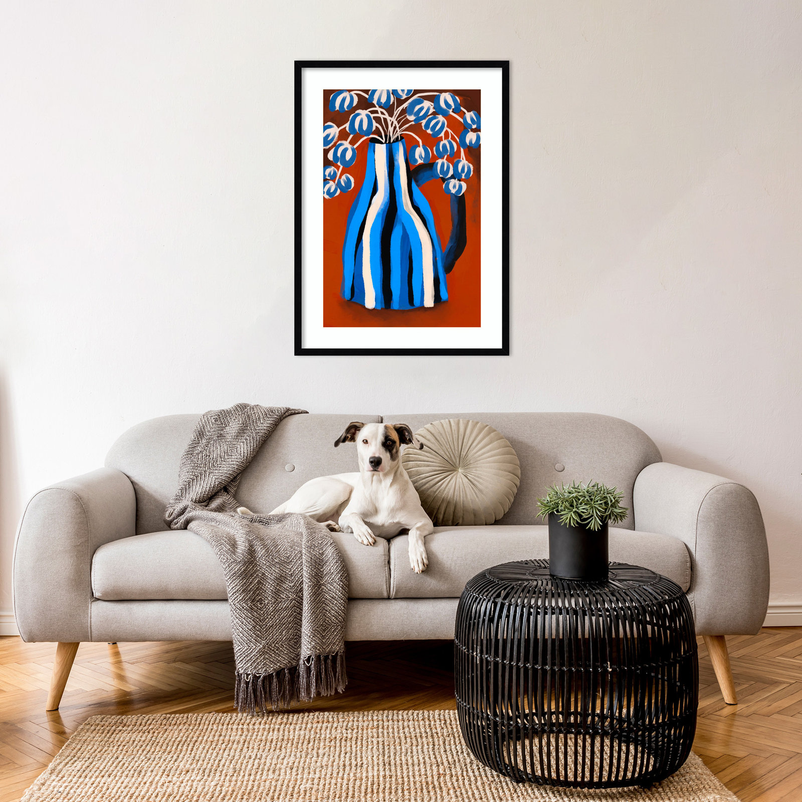 Galya "Striped Vase" Print by Treechild, Black, 33" H x 24" W