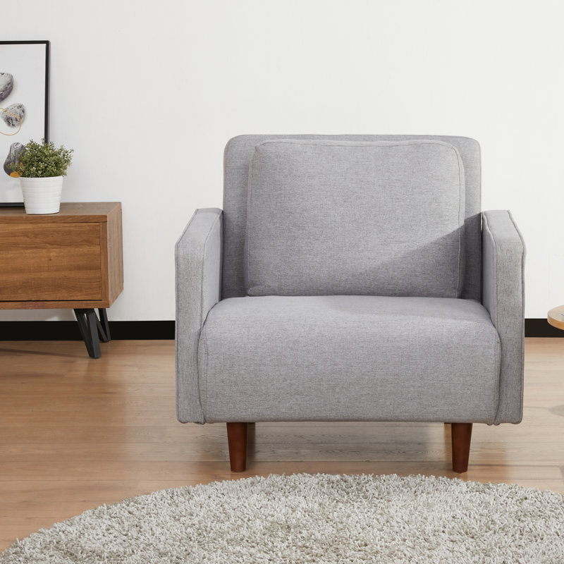 Fauteuil futon simple à dossier large de 36,6 po Arantzazu, 100 % polyester gris foncé