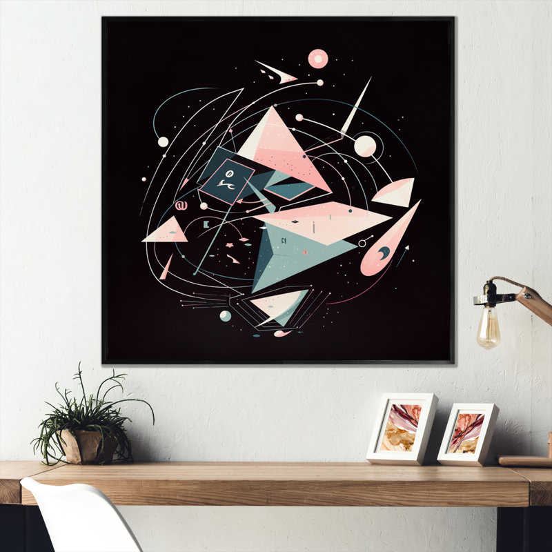 «Mid Century Minimalistic approche» sur toile, H 36 po x l 36 po x P 1,5 po, Cadre flottant noir