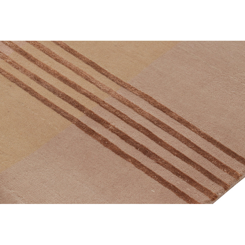 Art Deco Hand Knotted Wool Geometric Area Rug, Rectangle 10' x 14'