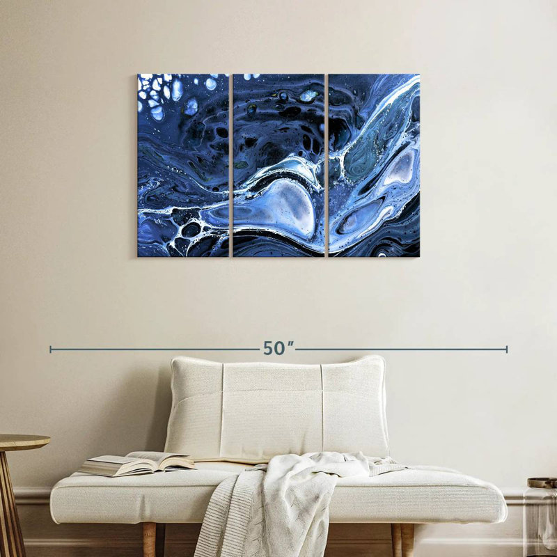 Avery Dark Blue Abstract, 24" H x 38" W
