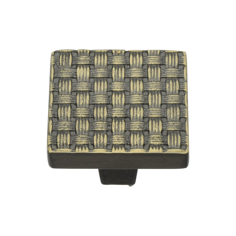 Heritage Brass Cabinet Knob Square Weave Design, 32mm L x 32mm W x 26mm H, Antique Nickel