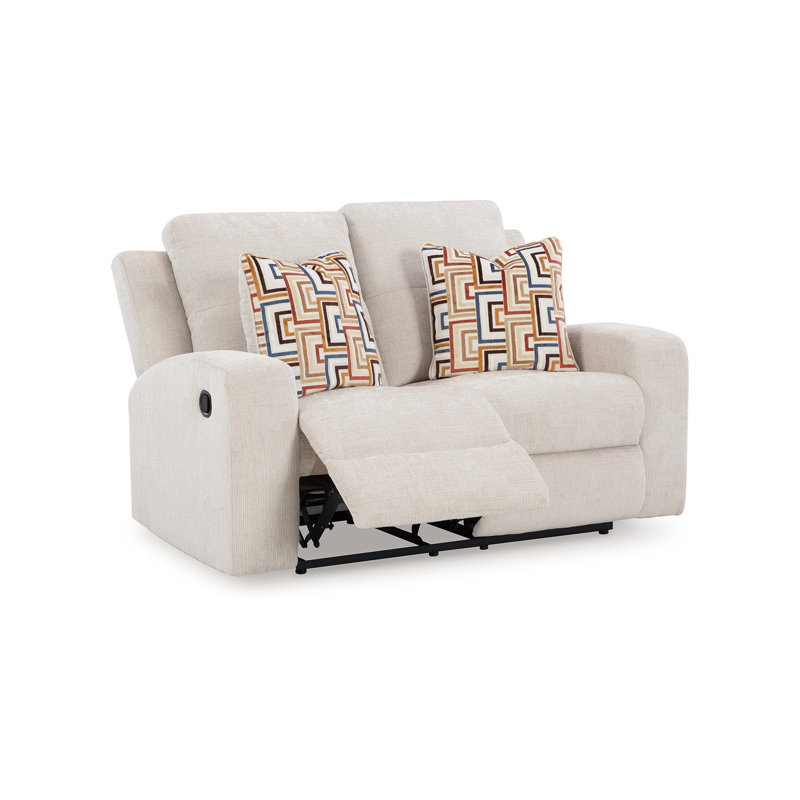 Causeuse inclinable manuelle en polyester Genna, 2 coussins 64 po, Beige