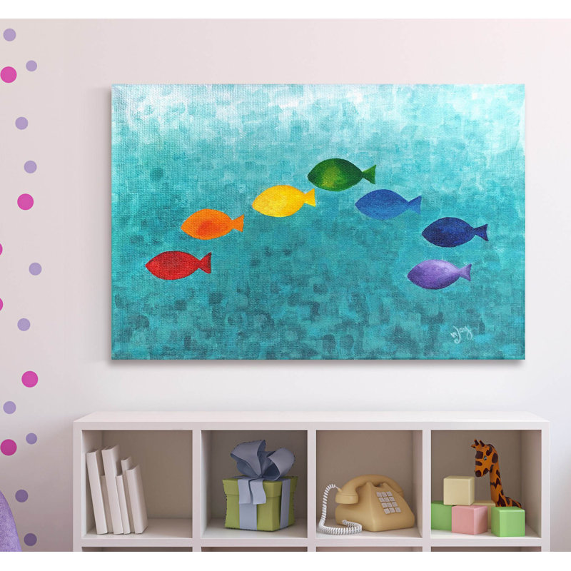 Rainbow Fish by Nicola Joyner - Wrapped Canvas Painting, 61cm H x 91cm W