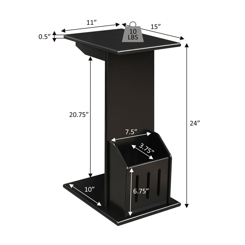 Edwin 24" Tall C End Table with Magazine Holder, White