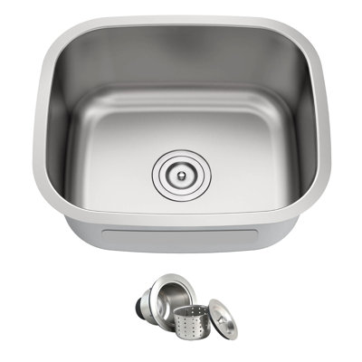 Évier de cuisine à cuve unique Blenzia de 14 pouces, encastré, en acier inoxydable 304 de calibre 18, pour VR, VR ou buanderie. Dimensions : 14 po x 14 po x 6 po.