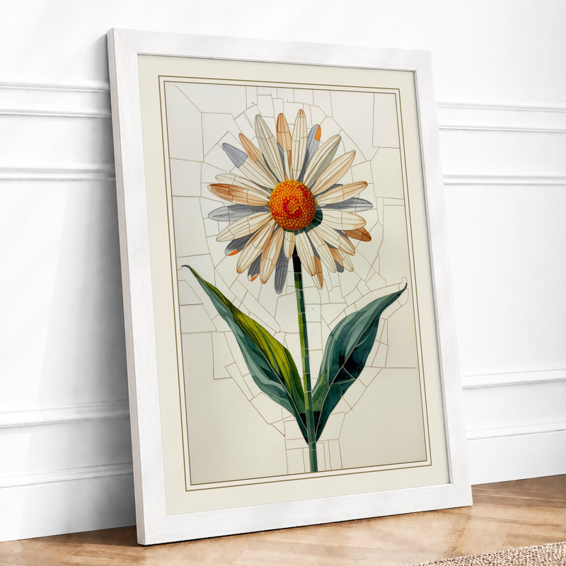 Pale Daisy Study Botanical - Framed Print, A3 - 42.0 x 29.7 cm, White