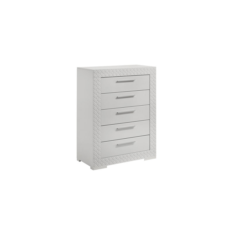 Commode 5 tiroirs en bois de style moderne Blanca