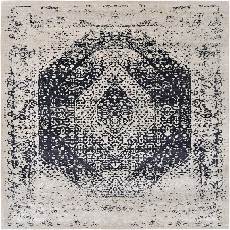 Tapis oriental ivoire / noir Hoyle, Carré 3 pi