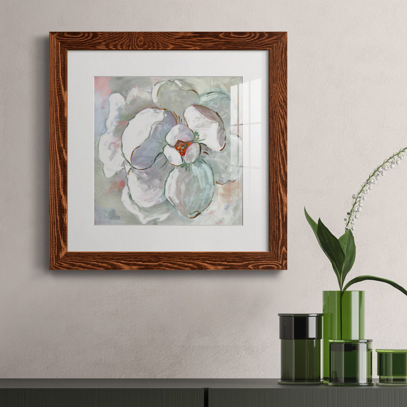 «Contemporary Floral I-Premium», reproduction encadrée prête à être accrochée, H 35,5 po x l 35,5 po x P 1,5 po, Blanc