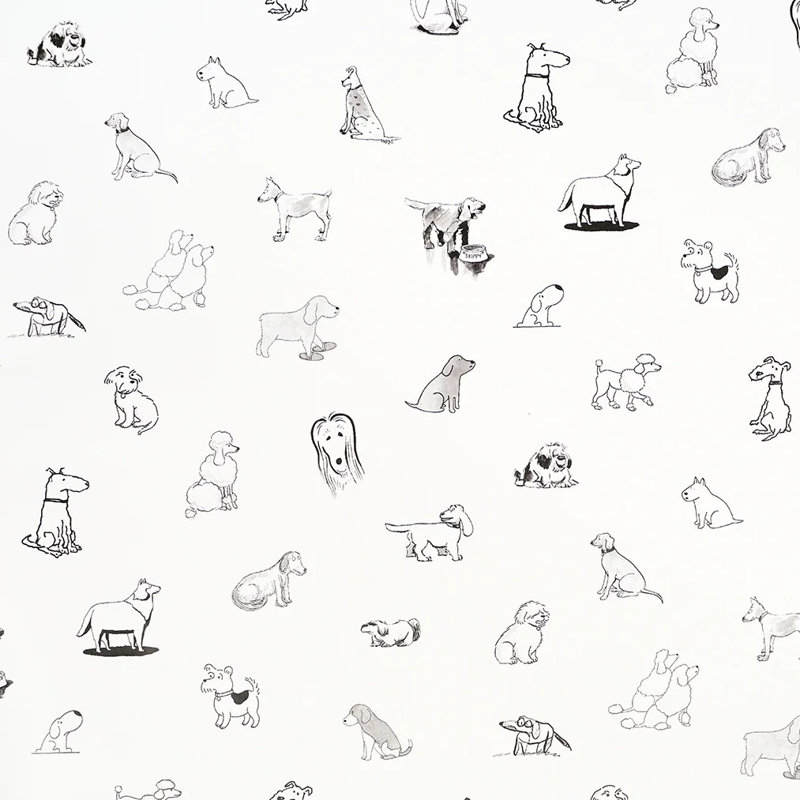 Papier peint adhésif Schumacher X The New Yorker Good Dogs Everywhere, Noir / blanc