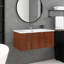 Meuble-lavabo mural 36 po en noyer avec lavabo en céramique intégré