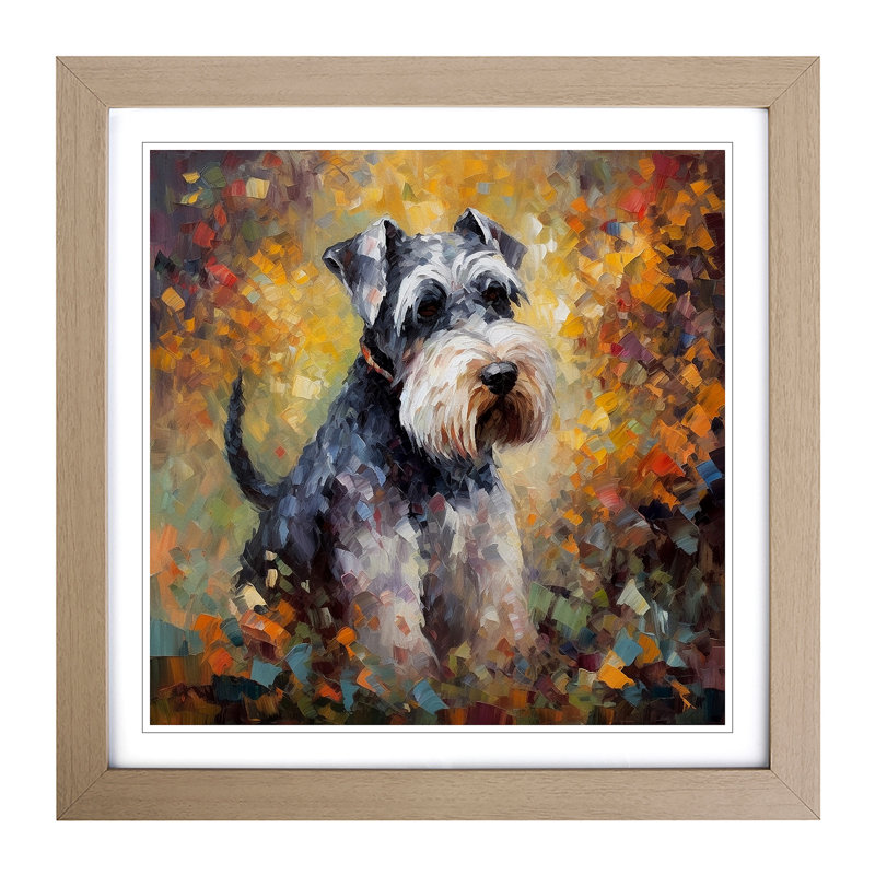 Schnauzer Post-Impressionism No.1 - Framed Print, Oak