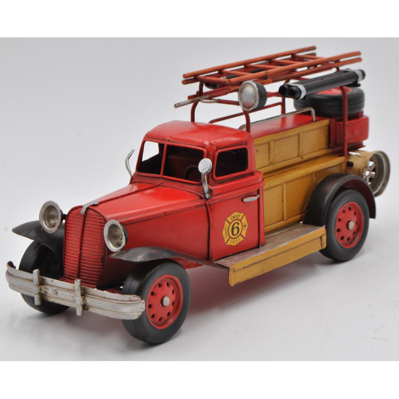 Allicia Ford Model A Fire Chief Pickup (1931, 1:14, Red)Fire truck Number 6 Decoration