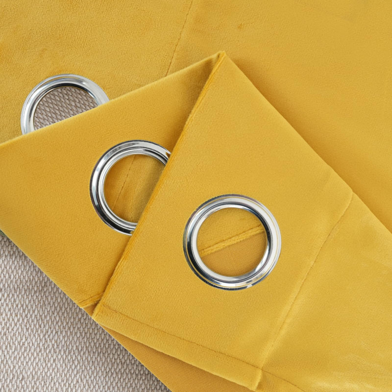 Velvet Curtains Room Darkening Curtains 2 Panel Set Super Soft luxury Grommet Curtains, 52" W x 108" L, Yellow