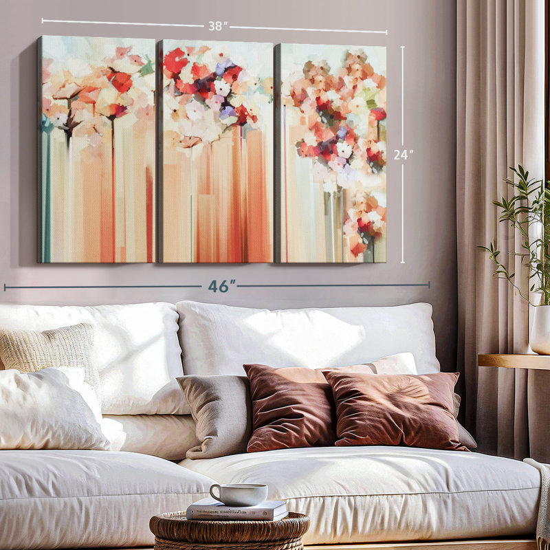 "Floral Abstract" sur toile, H 24 po x l 38 po x P 1,25 po