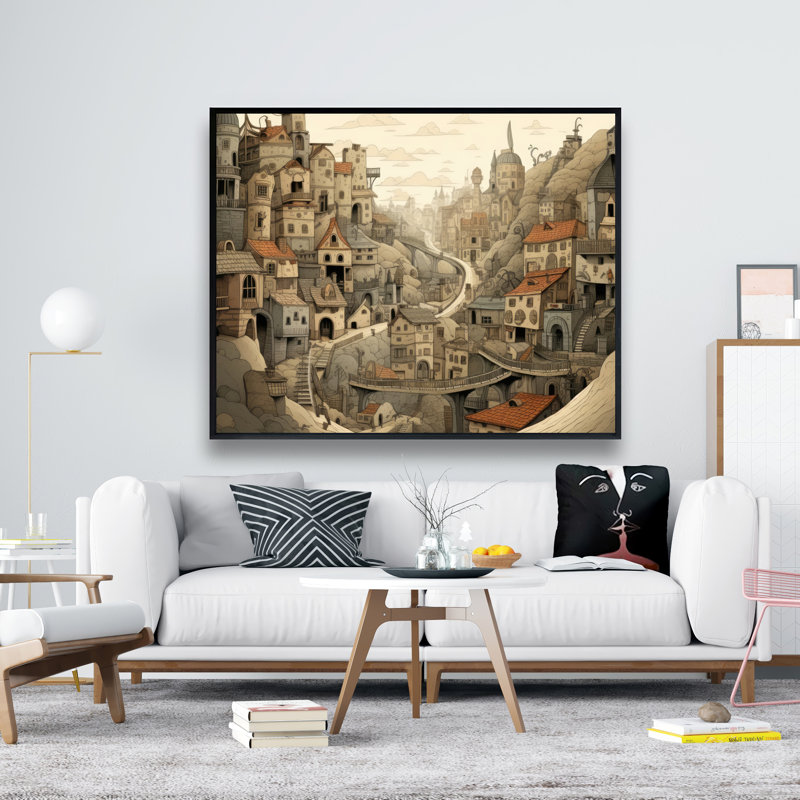 Intricate town hall - 48"x60" Framed canvas