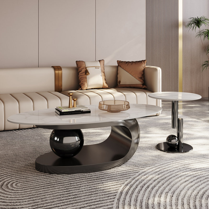 Ensemble de tables basses simples et luxueuses, H 16,5 po x L 47,2 po x l 27,6 po, Gris