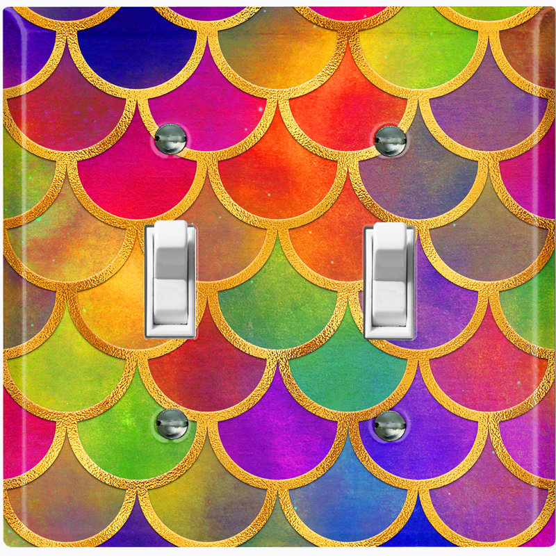 Plaque murale interrupteur à bascule Mermaid, Orange / mauve / vert