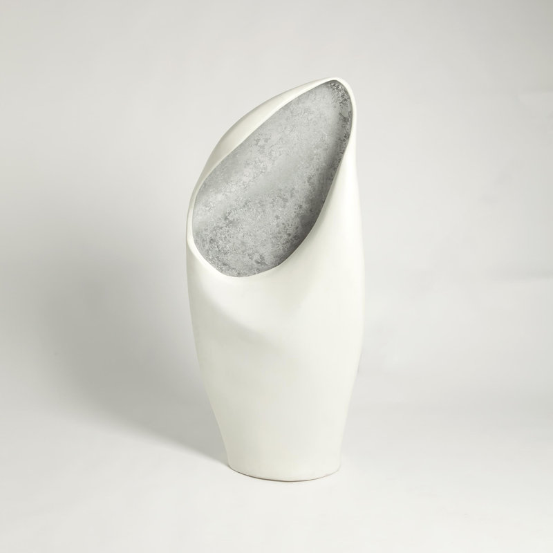 Cowl Lamp-White w/Leaf-Lg, Silver
