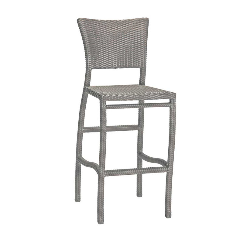 Skye 30" Patio Bar Stool with Cushion, Oyster, Welt, Linen Navy