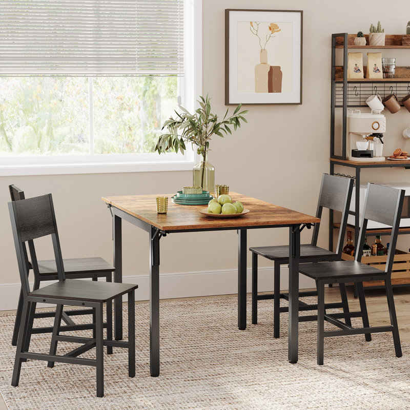 Rustic Wood Chairs With Metal Steel Frame, Gray