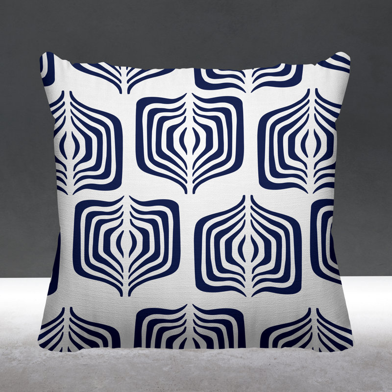 Coussin décoratif intérieur / extérieur Dale Abstract Tribal, L 15 po x H 15 po, Bleu marine