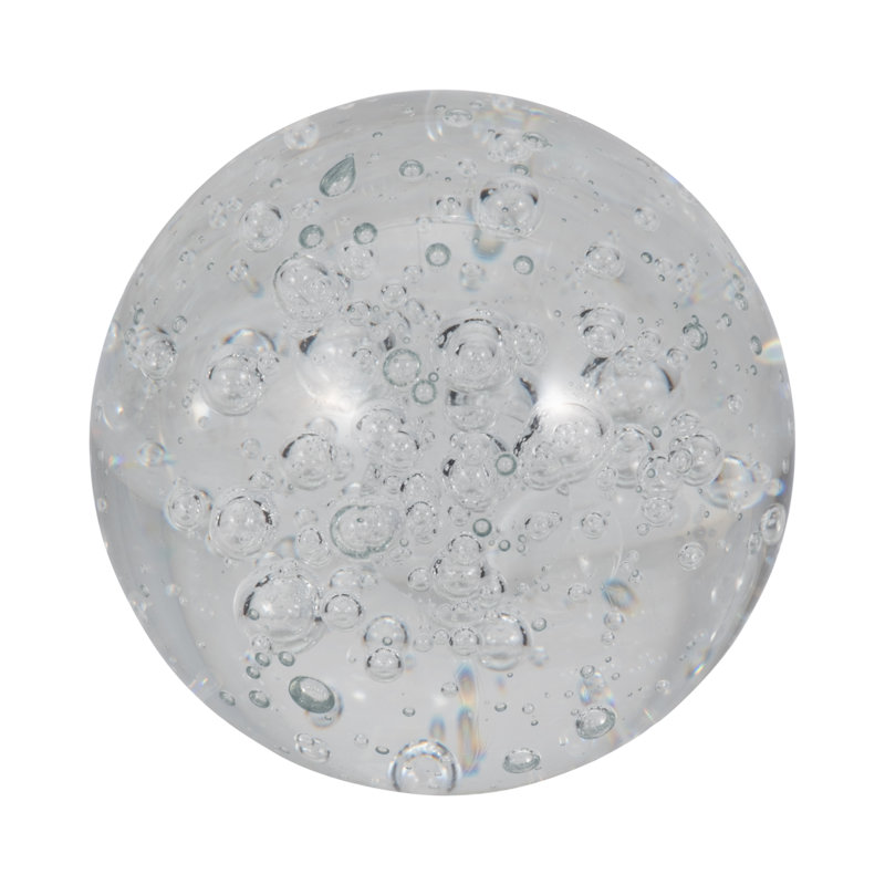 Glass Crystal Decorative Orb with Bubble Accents., 5" H x 5" W x 5" D