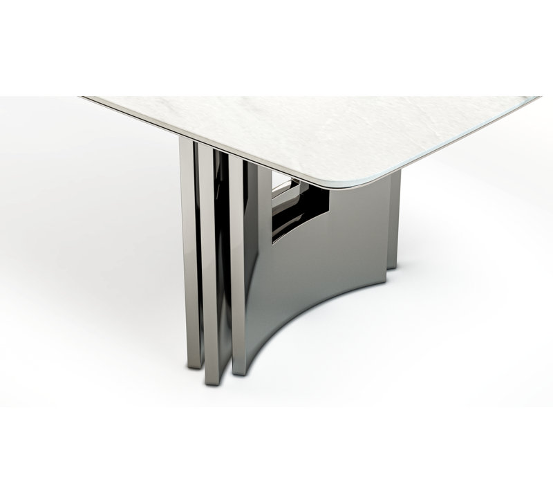 Meliades White Marble Dining Table, 29.5" H x 42" W x 72" D