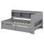 Lit de jour simple avec tiroirs, base de lit en bois massif avec bibliothèque en L, prises de courant et ports de charge USB-1835024767-1835024766