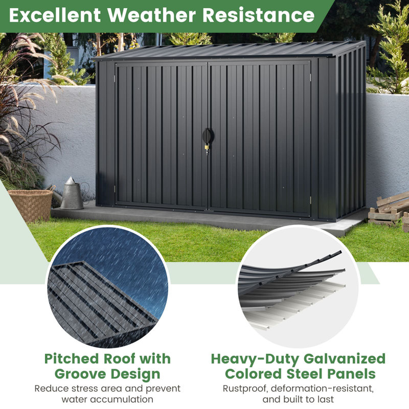 193 X 86 CM Metal Outdoor Storage Shed Snap-On Structures