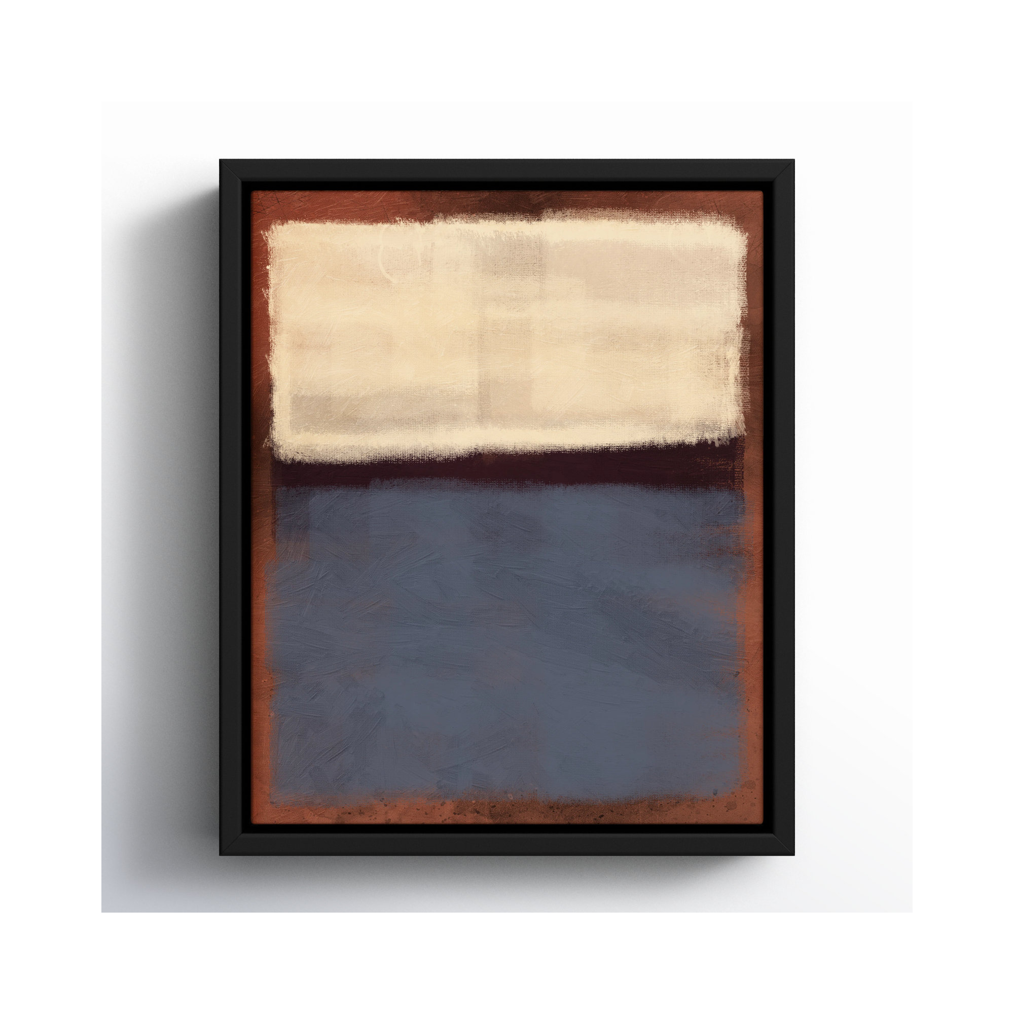Alabaster Burst - Floater Frame Painting on Canvas, 11.5" H x 9.5" W x 2" D, Black Framed