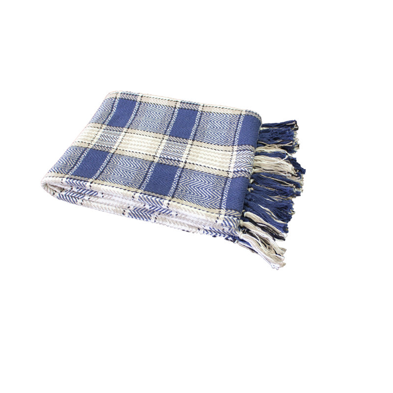 Highland Hand Woven Throw Blanket, Blue